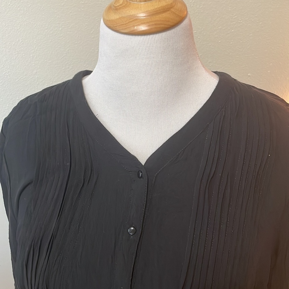 Coldwater Creek XL Black Lacey Button Down Long Sleeve Blouse - Picture 4 of 9
